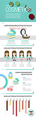 여자 일러스트 통계 그래프 화장 뷰티 화장품 인포그래픽 메이크업브러쉬 민트색 수분크림 파운데이션 여자만 국내일러스트 AI파일 컬러 사람 붓 파일형식 벡터