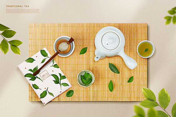 PSD 편집이미지 백그라운드 잎 주전자 나뭇잎 따뜻함 사람없음 풀잎 차 전통차 찻잔 찻주전자 녹차 대나무발 패키지 찻잎 녹차잎 베이지색 카피스페이스 이미지편집 식물 음료 컬러 주방용품 잔 차_음료 공백 풀_식물 파일형식