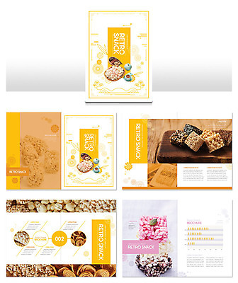 템플릿 ZIP 리플렛 디저트 팜플렛 사람없음 노란색 전통차 찻잔 복고 땅콩 강정 인디자인 INDD 이미지템플릿 음식 컬러 잔 차_음료 과자 견과류 파일형식