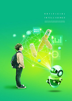 전신 PSD 편집이미지 응시 남자 어린이 상상 그래프 한명 컬러풀 연필 한국인 체험 로봇 네온 AI_인공지능 이미지편집 1 시선 컬러 컨셉 학용품 사람 동양인 필기구 파일형식