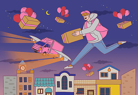 전신 PSD 구름 남자 일러스트 밤하늘 비행기 한명 건물 상자 점프 트럭 달 택배 풍선 남자한명만 국내일러스트 자연요소 1 건축물 항공교통 모션 자동차 하늘 대중교통 사람 운송업 야간 남자만 파일형식