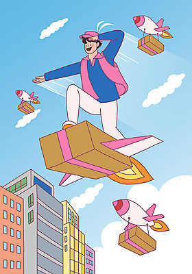 전신 PSD 구름 남자 일러스트 하늘 한명 건물 상자 로켓 비행 택배기사 배송 택배 박스포장 퀵 남자한명만 국내일러스트 자연요소 1 건축물 포장 사람 운송업 배달원 퀵서비스 남자만 파일형식