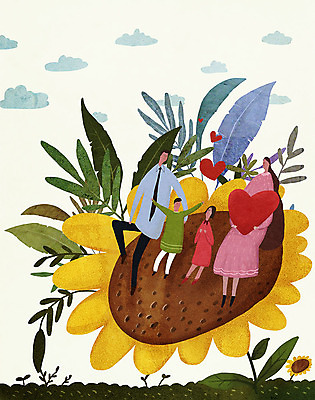 전신 PSD 식물 구름 여자 남자 꽃 행복 어린이 일러스트 가족 해바라기 사랑 사람 앉기 여러명 성인 부모 자녀 하트 풀 국내일러스트 자연요소 모양 감정 다수 관계 모션 파일형식