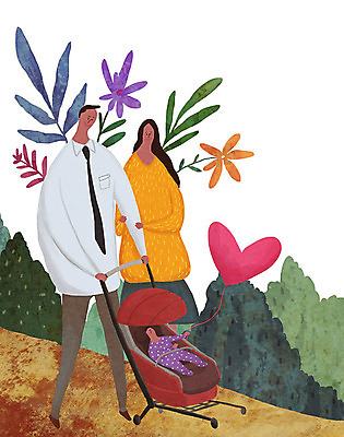 전신 PSD 식물 여자 남자 꽃 행복 길 일러스트 가족 사랑 사람 성인 세명 부모 산책 자녀 하트 아기 풀 유모차 풍선 국내일러스트 모양 감정 관계 휴식 아기용품 파일형식