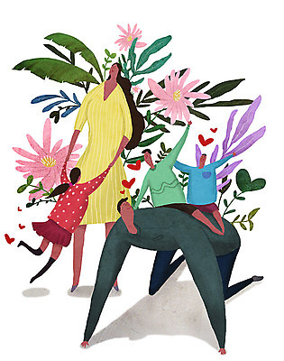 전신 PSD 식물 여자 남자 꽃 행복 어린이 일러스트 가족 놀이 사랑 사람 여러명 성인 부모 자녀 하트 풀 업기 국내일러스트 모양 감정 다수 관계 모션 파일형식