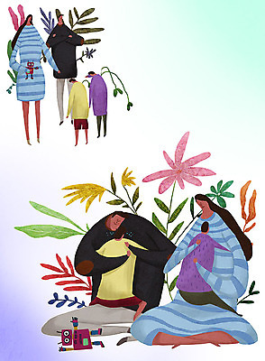 전신 PSD 식물 여자 남자 꽃 행복 어린이 일러스트 가족 사랑 사람 여러명 성인 부모 장난감 자녀 풀 울음 꾸지람 싸움 화해 위로 엄격한 국내일러스트 감정 다수 관계 모션 표정 체벌 파일형식