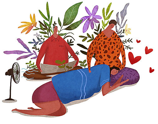 전신 PSD 식물 여자 남자 꽃 딸 행복 일러스트 가족 휴식 사랑 사람 성인 세명 여름 부모 자녀 하트 잠 풀 선풍기 더위 무릎베개 성인만 국내일러스트 모양 계절 감정 컨셉 관계 모션 날씨 가전제품 파일형식