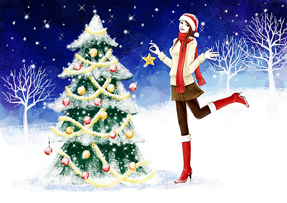 전신 PSD 라이프스타일 계절 여자 기념일 별 종교 크리스마스 겨울 일러스트 페인터 털모자 부츠 한명 서기 사람 풍경 성인 야외 라이프 생활 장식 크리스마스트리 설원 목도리 눈 여자만 여자한명만 성인여자만 성인만 국내일러스트 자연요소 모자_잡화 1 잡화 신발 모션 페인팅 날씨 눈_날씨 이벤트 파일형식