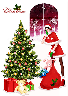 전신 PSD 라이프스타일 계절 여자 기념일 별 종교 인형 장갑 크리스마스 겨울 일러스트 페인터 산타옷 털모자 부츠 실내 선물 한명 서기 사람 풍경 성인 라이프 생활 장식 크리스마스트리 설원 곰인형 눈 토끼 보따리 여자만 여자한명만 성인여자만 성인만 국내일러스트 자연요소 모자_잡화 1 잡화 옷 신발 포유류 모션 페인팅 날씨 눈_날씨 이벤트 내부 반려동물 파일형식