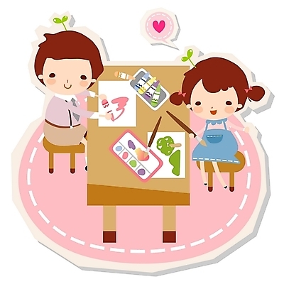 EPS 전신 캐릭터 여자 어린이교육 교육 남자 어린이 의자 일러스트 교실 탁자 교육캐릭터 미술 사람 소녀 소년 두명 라이프 친구 새싹 귀여움 희망 미술도구 붓 팔레트 책상 크레파스 어린이만 일러캐릭터 식물 감정 가구 컨셉 학교 관계 문화예술 학용품 생활 오브젝트 파일형식 벡터