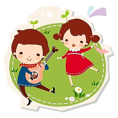 EPS 캐릭터 여자 남자 어린이 악기 음악 일러스트 놀이 사람 소녀 이벤트 소년 야외 두명 라이프 친구 새싹 귀여움 희망 기타 춤 손수건 어린이만 일러캐릭터 식물 감정 컨셉 관계 현악기 문화예술 생활 파일형식 벡터