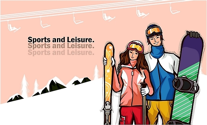 EPS 주간 라이프스타일 커플 계절 여자 남자 스포츠 겨울 데이트 일러스트 모션 레저 스키 겨울스포츠 스키장 사람 상반신 취미 야외 두명 라이프 생활 레포츠 스노우보드 슬로프 스키리프트 국내일러스트 자연요소 관계 보드_스포츠 리프트 파일형식 벡터