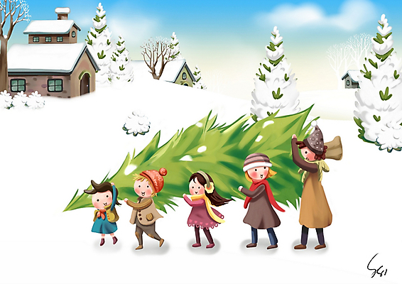 주간 전신 나무 식물 구름 계절 여자 기념일 남자 종교 어린이 이동 크리스마스 설경 겨울 일러스트 페인터 하늘 날씨 협력 주택 들기 사람 소녀 소년 여러명 야외 친구 크리스마스트리 쌓기 걷기 마을 눈 도움 운반 어린이만 국내일러스트 자연요소 다수 컨셉 관계 모션 페인팅 풍경 이벤트 건물