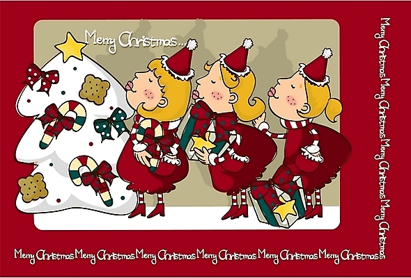 EPS 전신 나무 템플릿 계절 여자 기념일 어린이 크리스마스장식 크리스마스 겨울 카드템플릿 크리스마스카드 서기 사람 소녀 이벤트 장식 세명 크리스마스트리 축제 팬시 여자만 어린이만 소녀만 이미지템플릿 카드프레임 식물 모션 카드_감사 프레임 파일형식 벡터