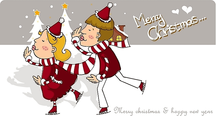 EPS 전신 나무 템플릿 커플 계절 여자 기념일 남자 크리스마스 겨울 카드템플릿 데이트 놀이 크리스마스카드 서기 사람 이벤트 야외 두명 스케이트 팬시 이미지템플릿 카드프레임 식물 스포츠용품 관계 모션 카드_감사 프레임 파일형식 벡터