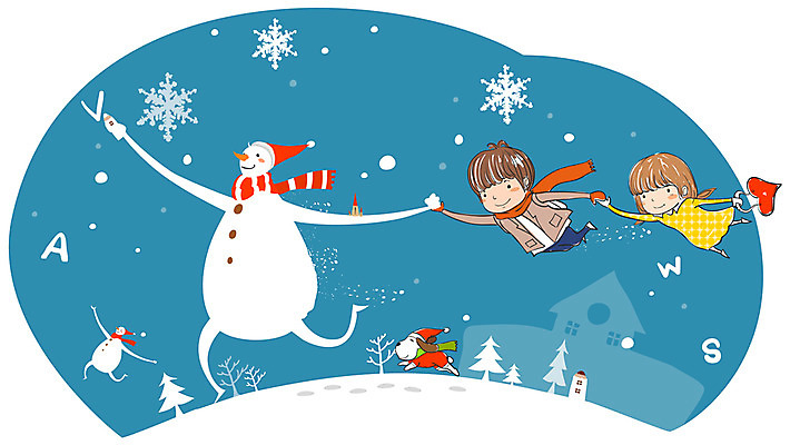 EPS 나무 사계절 계절 여자 어린이교육 교육 남자 어린이 겨울 일러스트 상상 자연 눈사람 놀이 방학 눈꽃 사람 소녀 소년 야외 두명 판타지 눈 눈송이 개 강아지 겨울방학 어린이만 국내일러스트 자연요소 식물 포유류 날씨 휴가 눈_날씨 반려동물 생태계 파일형식 벡터