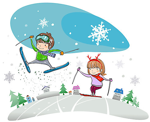 EPS 사계절 계절 여자 어린이교육 교육 남자 어린이 스포츠 겨울 일러스트 자연 놀이 방학 스키 겨울스포츠 눈꽃 사람 소녀 소년 야외 두명 눈 눈송이 겨울방학 어린이만 국내일러스트 자연요소 날씨 휴가 눈_날씨 생태계 파일형식 벡터