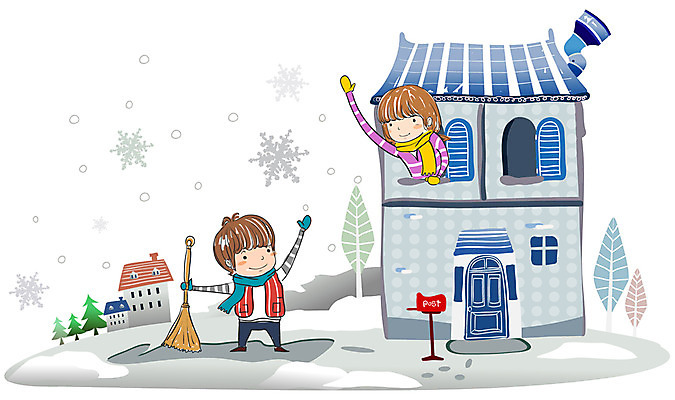 EPS 나무 사계절 계절 여자 어린이교육 교육 남자 어린이 가사 겨울 일러스트 자연 놀이 방학 주택 눈꽃 사람 소녀 소년 야외 두명 마을 우체통 눈 인사 눈송이 청소 겨울방학 어린이만 국내일러스트 자연요소 식물 날씨 휴가 눈_날씨 건물 예절 생태계 파일형식 벡터