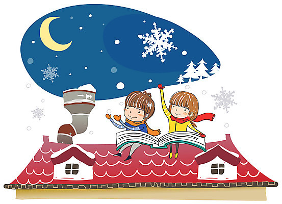 EPS 나무 사계절 계절 여자 어린이교육 교육 남자 어린이 겨울 일러스트 창문 자연 놀이 지붕 방학 눈꽃 굴뚝 사람 소녀 소년 야외 두명 독서 달 눈 눈송이 야간 겨울방학 어린이만 국내일러스트 자연요소 식물 날씨 휴가 눈_날씨 생태계 파일형식 벡터
