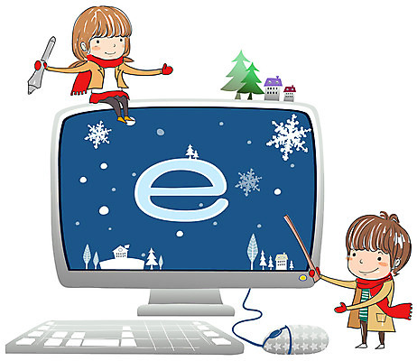 EPS 사계절 계절 여자 어린이교육 교육 남자 어린이 겨울 인터넷 일러스트 비즈니스 자연 놀이 방학 정보통신 사람 소녀 소년 두명 컴퓨터 모니터 키보드 마우스 겨울방학 인터넷학습 어린이만 국내일러스트 통신 휴가 전자제품 학습 컴퓨터용품 정보 생태계 파일형식 벡터