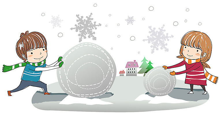 EPS 사계절 계절 여자 어린이교육 교육 남자 어린이 겨울 일러스트 자연 눈사람 놀이 방학 눈꽃 사람 소녀 소년 야외 두명 눈 눈송이 겨울방학 눈사람만들기 어린이만 국내일러스트 자연요소 날씨 휴가 눈_날씨 생태계 만들기 파일형식 벡터