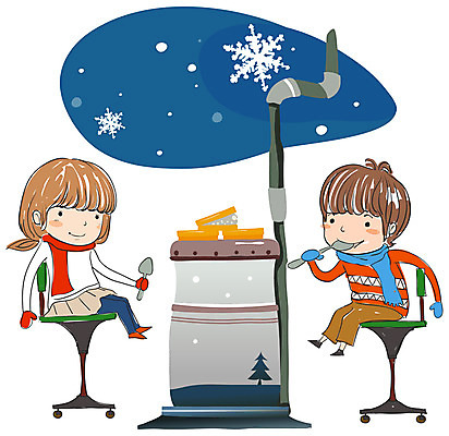 EPS 사계절 계절 여자 어린이교육 교육 남자 어린이 겨울 일러스트 자연 놀이 방학 눈꽃 사람 소녀 소년 두명 눈송이 야간 난로 도시락 겨울방학 양은도시락 어린이만 국내일러스트 자연요소 음식 휴가 눈_날씨 난방기 생태계 파일형식 벡터