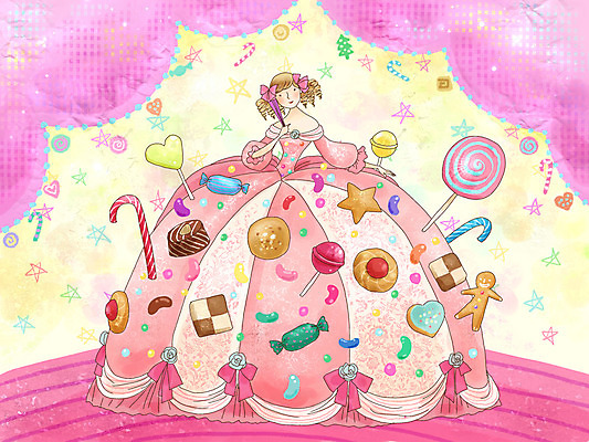 PSD 드레스 여자 일러스트 상상 청소년 페인터 동화 수채화 사탕 한명 사람 이벤트 10대 판타지 쿠키 과자 초콜릿 무대 커튼 수제그림 공주님 여자만 여자한명만 십대만 십대여자만 십대여자한명만 국내일러스트 1 옷 페인팅 디저트 파일형식