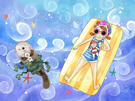 PSD 동물 계절 여자 음료 초등학생 어린이 인형 파도 바다 일러스트 상상 페인터 물놀이 동화 휴식 수채화 불가사리 한명 사람 소녀 이벤트 여름 판타지 선글라스 수영 꿈 수제그림 튜브 수달 해달 여자만 여자한명만 어린이만 소녀만 소녀한명만 국내일러스트 1 학생 안경 컨셉 포유류 페인팅 놀이 극피동물 수상스포츠 파일형식