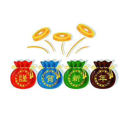 EPS 아이콘 문자 잡화 근하신년 새해 큐티아이콘 복주머니 사람없음 한자 주머니 향주머니 엽전 소프트아이콘 2D아이콘 전통소품 동전 파일형식 벡터