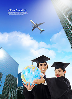 PSD 편집 편집이미지 여학생 여자 교육 남자 남학생 학사모 졸업 청소년 하늘 고등학생 비행기 사람 빌딩 두명 건물 글로벌 지구본 도시 가운 졸업가운 합성 십대만 이미지편집 모자_잡화 학생 건축물 옷 항공교통 대중교통 파일형식