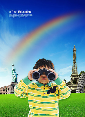 PSD 편집이미지 건축물 어린이교육 교육 남자 초등학생 어린이 무지개 하늘 한명 사람 소년 잔디 망원경 세계문화유산 에펠탑 이탈리아문화 피사의사탑 자유의여신상 콜로세움 남자만 남자한명만 어린이만 소년만 소년한명만 이미지편집 자연요소 식물 1 학생 건축 미국 이탈리아 문화재 로마 파리 랜드마크 유럽문화 파일형식