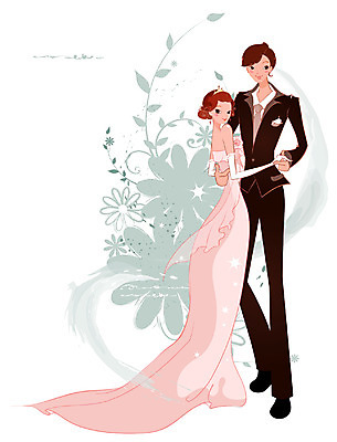 EPS 커플 드레스 여자 남자 행복 신부 웨딩드레스 신랑 결혼 일러스트 사랑 사람 정장 턱시도 두명 손잡기 즐거움 국내일러스트 옷 감정 관계 모션 이벤트 파일형식 벡터