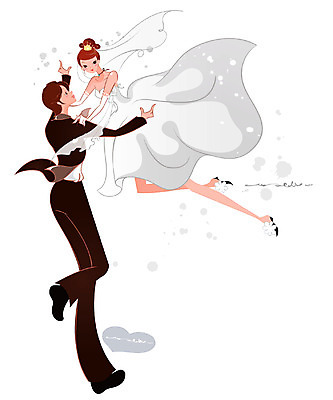 EPS 전신 커플 드레스 여자 남자 행복 신부 웨딩드레스 신랑 결혼 일러스트 사랑 사람 정장 턱시도 두명 즐거움 국내일러스트 옷 감정 관계 이벤트 파일형식 벡터