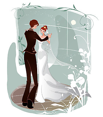 EPS 전신 커플 드레스 여자 남자 행복 신부 웨딩드레스 신랑 결혼 일러스트 사랑 사람 정장 턱시도 두명 춤 무도회 피로연 국내일러스트 옷 감정 관계 문화예술 이벤트 파일형식 벡터