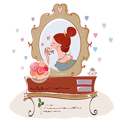 EPS 여자 행복 신부 꽃다발 가구 결혼 백그라운드 일러스트 한명 사람 20대 성인 화장 뷰티 거울 하트 향수 화장대 여자만 여자한명만 성인여자만 청년만 청년여자만 성인한명만 청년여자한명만 성인여자한명만 성인만 국내일러스트 모양 1 꽃 감정 생활용품 이벤트 청년 화장품 파일형식 벡터