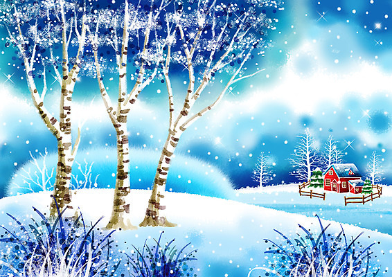 PSD 나무 식물 사계절 계절 백그라운드 설경 겨울 일러스트 자연 페인터 수채화 주택 풍경 사람없음 야외 울타리 설원 눈 수제그림 눈내림 겨울배경 국내일러스트 자연요소 페인팅 날씨 눈_날씨 건물 담장 생태계 파일형식