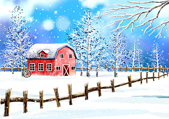 PSD 나무 식물 사계절 계절 백그라운드 설경 겨울 일러스트 자연 페인터 수채화 주택 풍경 사람없음 야외 울타리 농가 설원 나뭇가지 눈 수제그림 눈내림 겨울배경 국내일러스트 자연요소 페인팅 날씨 눈_날씨 건물 담장 농장 생태계 파일형식