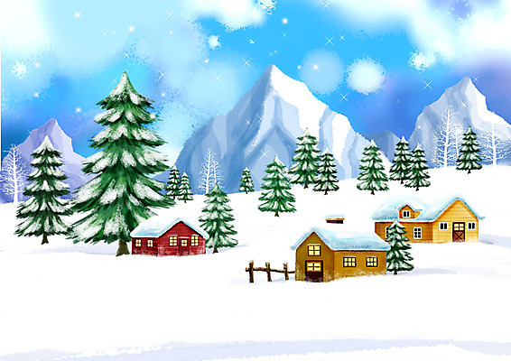 PSD 나무 식물 사계절 계절 백그라운드 설경 겨울 일러스트 자연 페인터 수채화 산 주택 풍경 사람없음 야외 울타리 마을 설원 눈 수제그림 전나무 고산지대 눈내림 겨울배경 국내일러스트 자연요소 페인팅 날씨 눈_날씨 건물 담장 생태계 파일형식