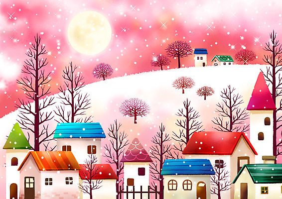 자연요소 PSD 나무 사계절 계절 별 백그라운드 설경 겨울 일러스트 자연 페인터 수채화 주택 풍경 사람없음 야외 마을 설원 보름달 달 눈 야간 언덕 수제그림 눈내림 겨울배경 국내일러스트 식물 페인팅 날씨 눈_날씨 건물 생태계 파일형식