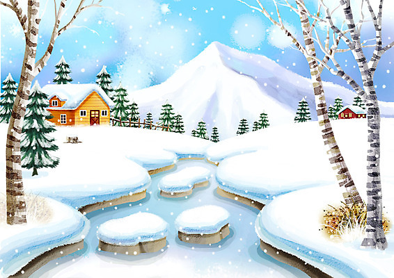 PSD 나무 식물 사계절 계절 백그라운드 설경 겨울 일러스트 자연 페인터 수채화 산 주택 풍경 사람없음 야외 울타리 눈 개울 수제그림 전나무 징검다리 눈내림 겨울배경 국내일러스트 자연요소 페인팅 날씨 눈_날씨 건물 담장 강 다리_건축물 생태계 파일형식