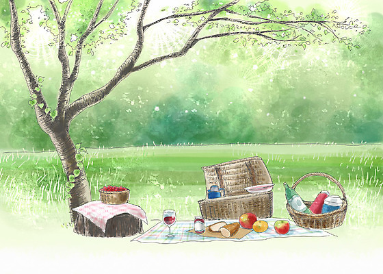 PSD 나무 식물 사계절 계절 공원 공공시설 음료 음식 빵 백그라운드 과일 일러스트 자연 페인터 수채화 풍경 초원 사람없음 야외 소풍 바구니 와인 봄풍경 봄 사과 숲 돗자리 수제그림 봄배경 국내일러스트 페인팅 주류 야외활동 시설 생태계 파일형식