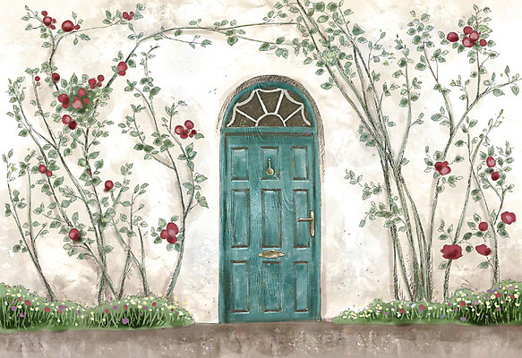 PSD 식물 사계절 계절 꽃 백그라운드 꽃밭 일러스트 자연 페인터 수채화 풍경 사람없음 장미 문 봄풍경 봄 덩굴 현관문 대문 수제그림 정문 봄배경 국내일러스트 페인팅 생태계 파일형식