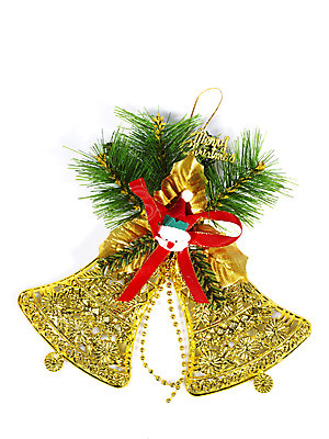 포토 JPG 스튜디오촬영 계절 기념일 리본 크리스마스장식 크리스마스 겨울 크리스마스용품 실내 누끼 근접촬영 사람없음 장식 산타클로스 금색 종 오브젝트 골든벨 장식종 국내포토 뷰포인트 컬러 이벤트 내부 용품 파일형식