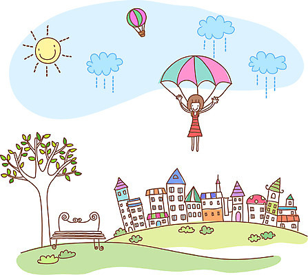 EPS 주간 나무 구름 여자 벤치 의자 일러스트 상상 한명 사람 풍경 빌딩 20대 성인 야외 건물 판타지 태양 귀여움 마을 도시 낙하산 여자만 여자한명만 성인여자만 청년만 청년여자만 성인한명만 청년여자한명만 성인여자한명만 성인만 국내일러스트 자연요소 식물 1 건축물 가구 컨셉 청년 파일형식 벡터