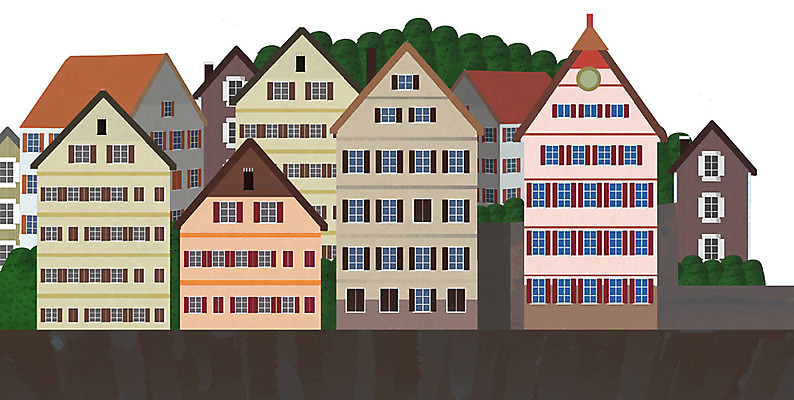 PSD 나무 백그라운드 일러스트 주택 풍경 빌딩 사람없음 야외 건물 마을 도시 숲 빌딩숲 국내일러스트 식물 건축물 파일형식