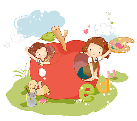 EPS 구름 문자 알파벳 영어 여자 어린이교육 교육 어린이 음식 과일 일러스트 교과목 상상 미술 영어교육 사람 소녀 두명 판타지 연필 새싹 하트 붓 팔레트 사과 물통 걸레 여자만 어린이만 소녀만 국내일러스트 자연요소 모양 식물 문화예술 학용품 필기구 청소도구 파일형식 벡터