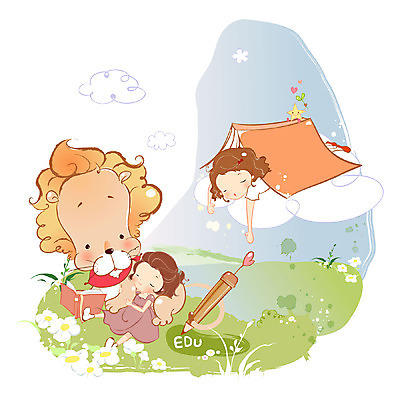 EPS 동물 구름 여자 어린이교육 교육 꽃 별 어린이 일러스트 포유류 상상 학용품 사람 소녀 두명 책 판타지 독서 필기구 연필 펜 하트 잠 풀 수면 사자 꽃동산 여자만 어린이만 소녀만 국내일러스트 자연요소 모양 식물 문구용품 물 파일형식 벡터