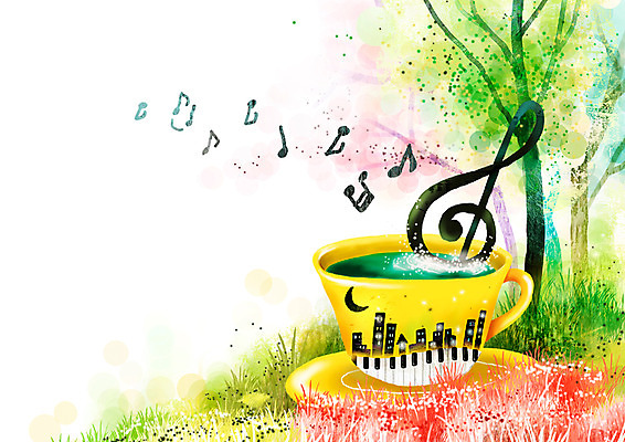 주간 PSD 나무 식물 문화 예술 백그라운드 음표 일러스트 자연 페인터 사람없음 야외 풀 건반 높은음자리표 커피잔 찻잔 컵받침 받침대 감성 자연주의 국내일러스트 자연요소 기호 커피 음악 컨셉 페인팅 잔 생태계 파일형식