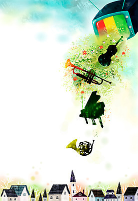 PSD 꽃 문화 예술 악기 백그라운드 일러스트 자연 페인터 현악기 주택 관악기 사람없음 야외 건물 전자제품 마을 텔레비전 가전제품 건반 피아노 건반악기 바이올린 트럼펫 감성 자연주의 호른 국내일러스트 식물 건축물 음악 컨셉 페인팅 금관악기 생태계 파일형식