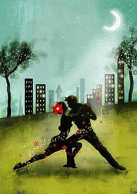 PSD 나무 식물 직업 여자 남자 꽃 실루엣 문화 예술 선 백그라운드 일러스트 자연 페인터 사람 야외 두명 건물 댄서 달 춤 도시 야간 감성 자연주의 탱고 국내일러스트 자연요소 건축물 컨셉 페인팅 문화예술 촬영기법 생태계 파일형식